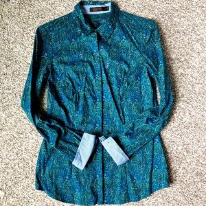 Paisley Print Button-front shirt with fun cuffs